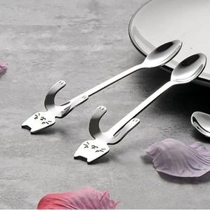 Set of Two Silver Cat Hanging Coffee/Tea Stirrer